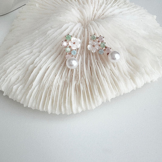 Korean Blossom Pearl Earrings